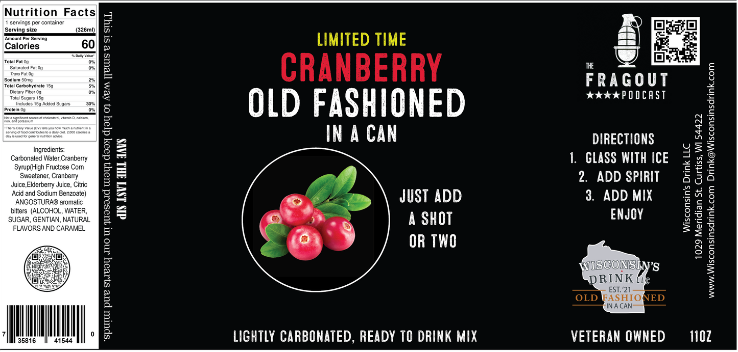 Cranberry 4 pack Old Fashioned in a Can